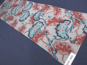 BCF#2444 Silk Kimono Fabric Vintage(1920-1950) Meisen  Pine Tree   Gray    100cm (39.4in)