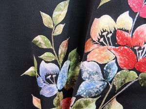 Haori Jacket   Black   Fully Embroidered  Lily   #46