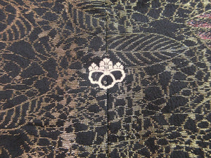 Haori Jacket Vintage(1950-1980)  Black Gold  Glinting Weeping Shidare Flowers   #47