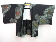 Load image into Gallery viewer, Haori Jacket Vintage(1950-1980)  Black   Glinting Elegant Chrysanthemum  #53
