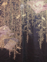 Load image into Gallery viewer, Haori Jacket Vintage(1950-1980)  Black Gold  Glinting Weeping Shidare Flowers   #47

