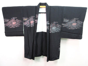Haori Jacket   Black    Glinting Flower Wave  #84