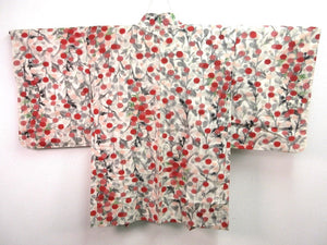 Haori Jacket Vintage(1920-1950) Cream White    Meisen Flower.    #58