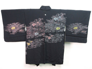 Haori Jacket   Black    Glinting Flower Wave  #84