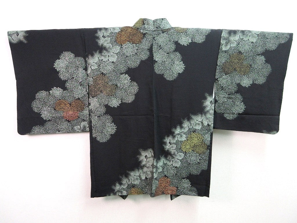 Haori Jacket Vintage(1950-1980)  Black   Glinting Elegant Chrysanthemum  #53