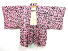 Load image into Gallery viewer, Haori Jacket   Black Pink  Full bloom Flowers  #48
