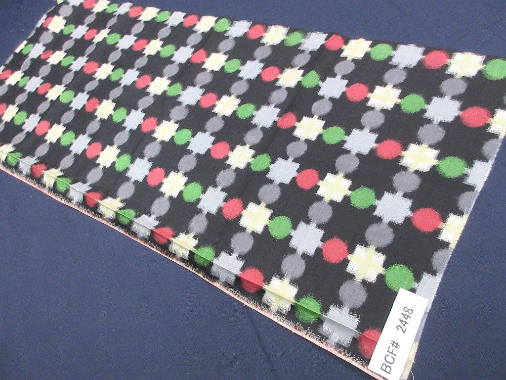 BCF#2448 Silk Kimono Fabric Vintage(1920-1950) Meisen    Black    70cm (27.6in)
