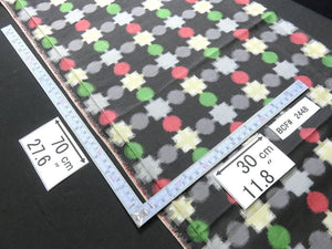 BCF#2448 Silk Kimono Fabric Vintage(1920-1950) Meisen    Black    70cm (27.6in)