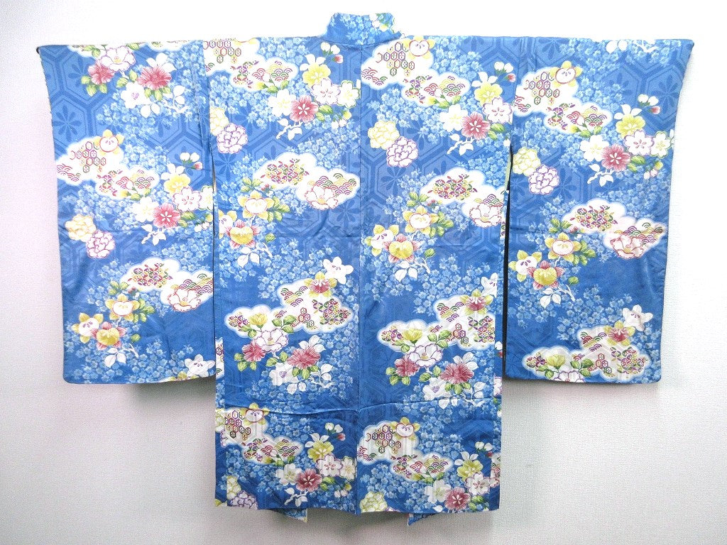 Haori Jacket Vintage(1920-1950) Light Blue    Rinzu Flower   #96
