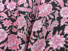 Load image into Gallery viewer, Haori Jacket   Black Pink  Full bloom Flowers  #48
