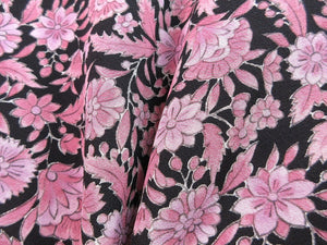 Haori Jacket   Black Pink  Full bloom Flowers  #48
