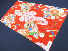 Load image into Gallery viewer, BCF#2450 Silk Kimono Fabric Vintage(1920-1950) Hand-Painted  Flower    Red    65cm (25.6in)
