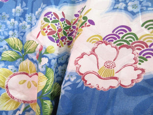 Haori Jacket Vintage(1920-1950) Light Blue    Rinzu Flower   #96