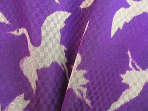 Haori Jacket Vintage(Pre-1920)  Purple   Ichimatsu moyou Crane Birds    #60