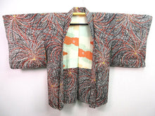 Load image into Gallery viewer, Haori Jacket   Black White  Full Bloom Chrysanthemum Rinzu   #63
