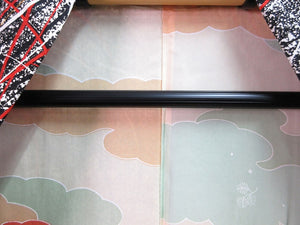 Haori Jacket   Black White  Full Bloom Chrysanthemum Rinzu   #63