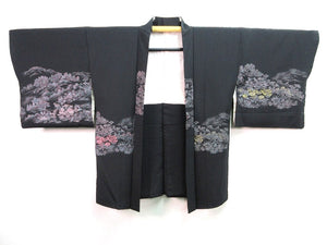 Haori Jacket Vintage(1950-1980)  Black    Flower    #100