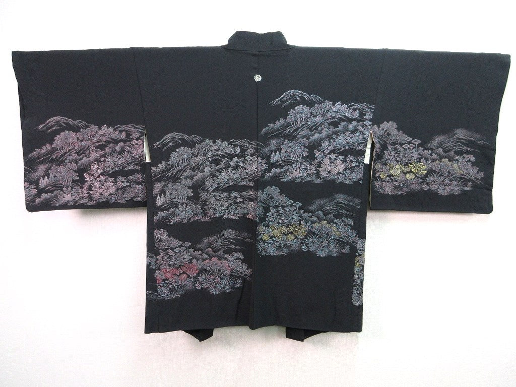 Haori Jacket Vintage(1950-1980)  Black    Flower    #100