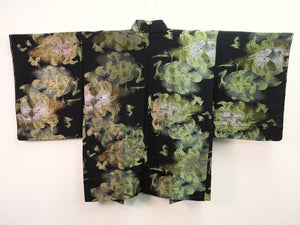 Haori Jacket Vintage(1950-1980)  Black Gold   Glinting Flower   #76