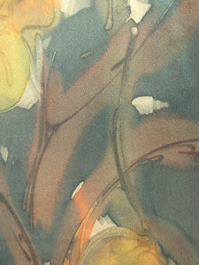 Haori Jacket   Green Flower  Like a Water Color Painting     #91