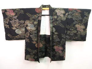 Haori Jacket   Black Gold   Glinting Chrysanthemum Paulownia  #79