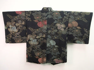 Haori Jacket   Black Gold   Glinting Chrysanthemum Paulownia  #79