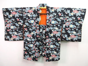 Haori Jacket   Black    Camellia Maple Leaf   #80